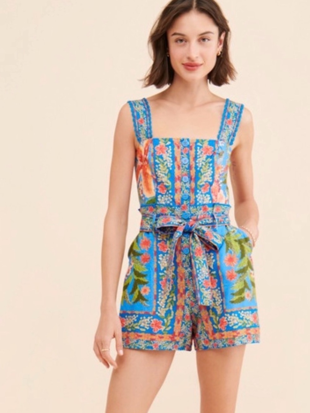 FARM Rio Stitched Garden Blue Romper NEVER WORN - Picture 9 of 9